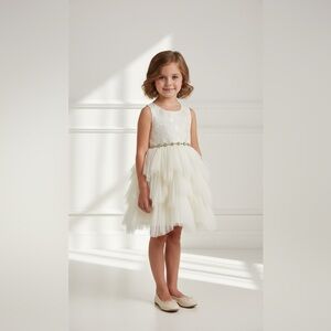 NEW  Couture Princess Elegant  Cream Layered Kids Dress size 4T